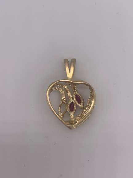 14kt Gold Ruby & Diamond Heart Pendant
