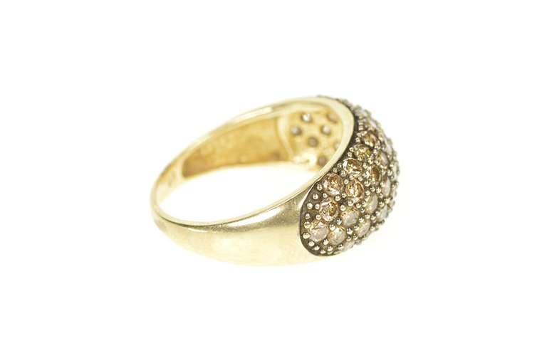 10K Yellow Gold 0.98 Ctw Pave Light Brown Diamond Statement Ring