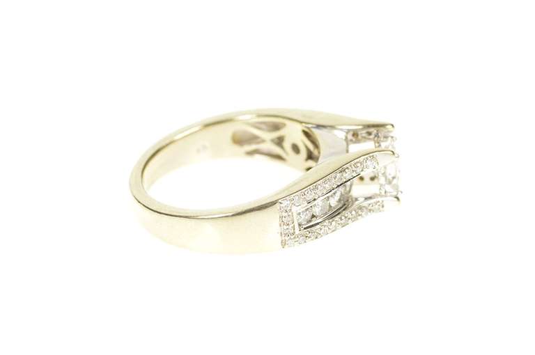 14K White Gold 0.99 Ctw Princess Diamond Engagement Ring