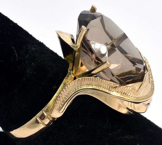 Gigantic Smokey Quartz Ring in 14KT Yellow Gold