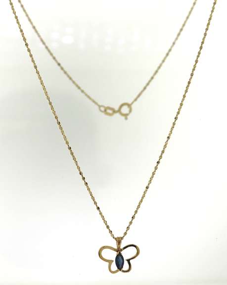 Stunning Marquise Sapphire Open Butterfly Necklace