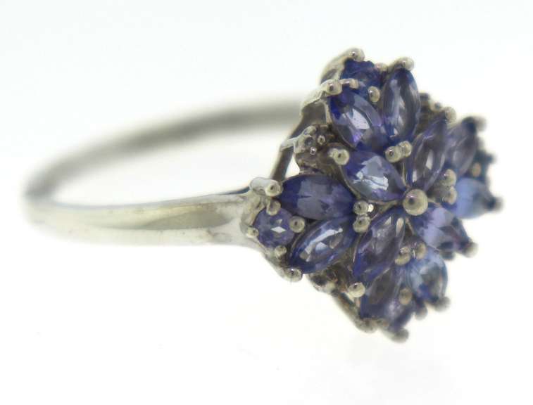 Sterling Silver Tanzanite Cluster Ring