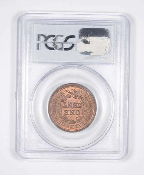 MS64 RB CAC 1853 Braided Hair Large Cent - Graded PCGS