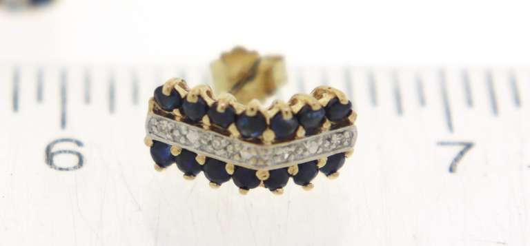 Lovely Sapphire and Diamond 3 Row Earrings