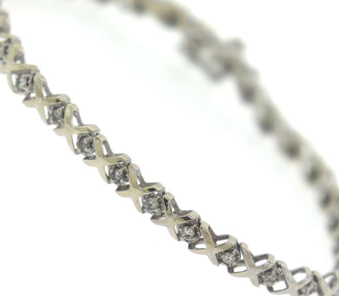 Elegant White Gold Diamond X Link Bracelet