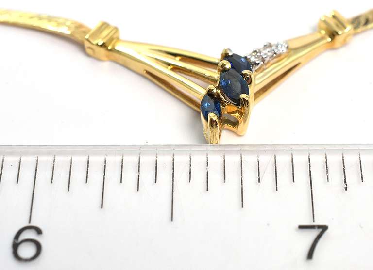 Classy Sapphire & Diamond Necklace in 14KT Yellow Gold