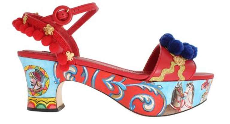 DOLCE & GABBANA Multicolor Handpainted Carretto Platform Heel