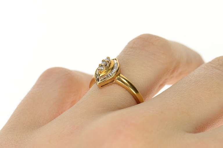 10K Yellow Gold Diamond Baguette Halo Engagement Ring