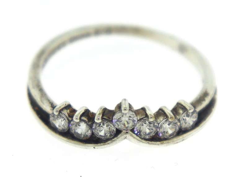 Set of 4 Sterling Silver CZ Rings