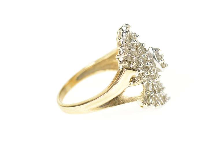 10K Yellow Gold Diamond Encrusted Cluster Statement Ring