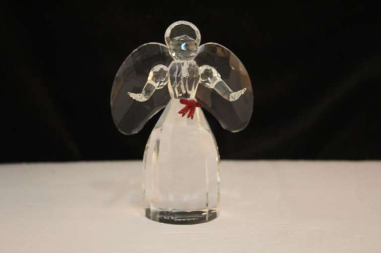 Crystal Angel with Ruby Bow