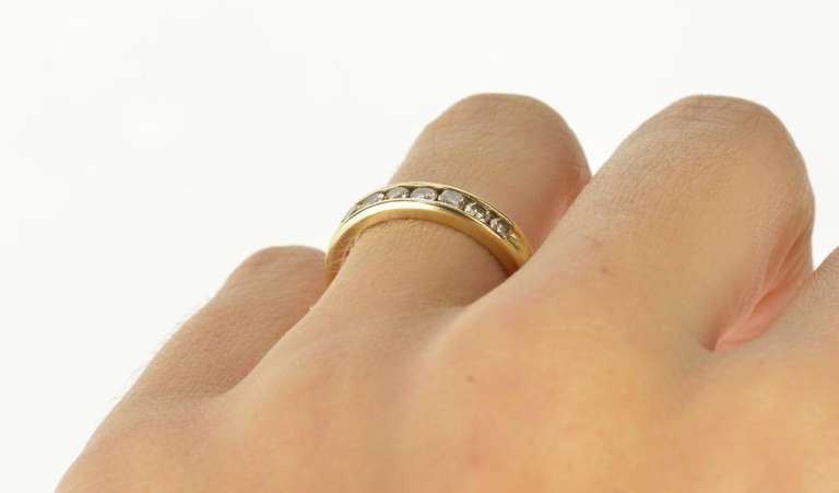 10K Yellow Gold Channel Inset Classic Diamond Wedding Band Ring