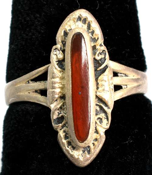 Vintage Sterling Silver Amber Ring
