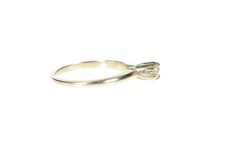 14K Yellow Gold Retro Classic Simple Diamond Solitaire Promise Ring