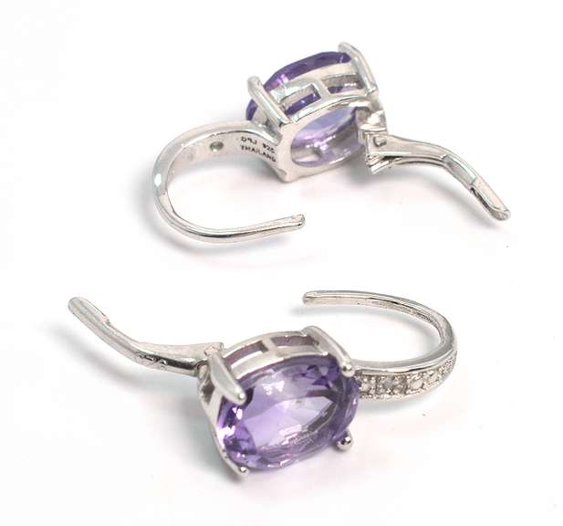 Precious Amethyst Leverback Earrings in Sterling Silver