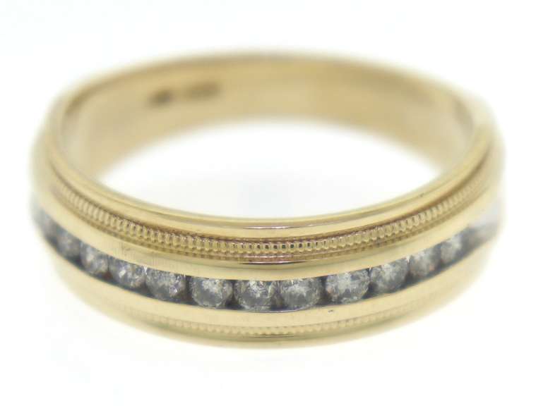 Gent's Channel Set Diamond Yellow Gold Band