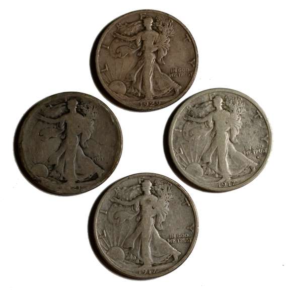 1917 D S 1921 &1929 S Walking Liberty Halves
