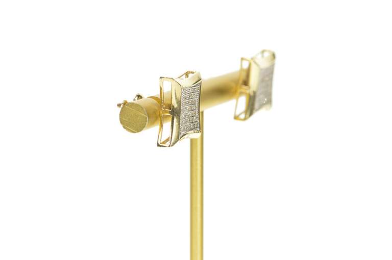 10K Yellow Gold 0.25 Ctw Pave Diamond Curved Square Stud Earrings