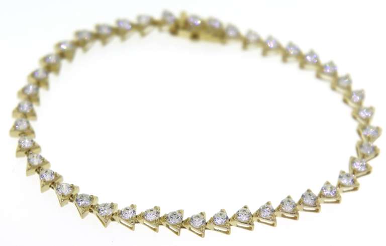 Gorgeous 14kt YG Triangle Link Cubic Zirconia Bracelet
