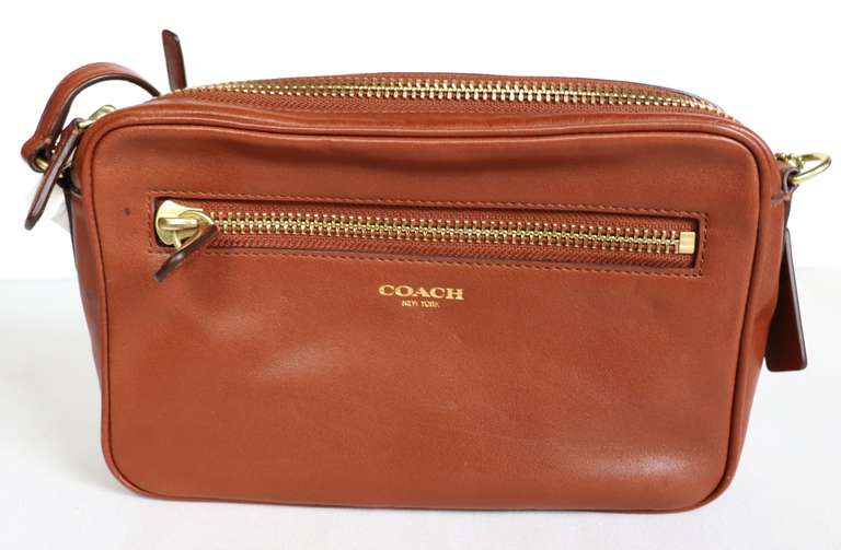 Coach Brown Leather Gold Tone Chain Purse