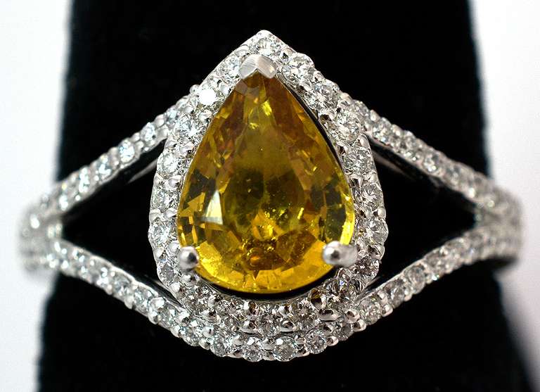 Platinum Yellow Sapphire & Diamond Ring