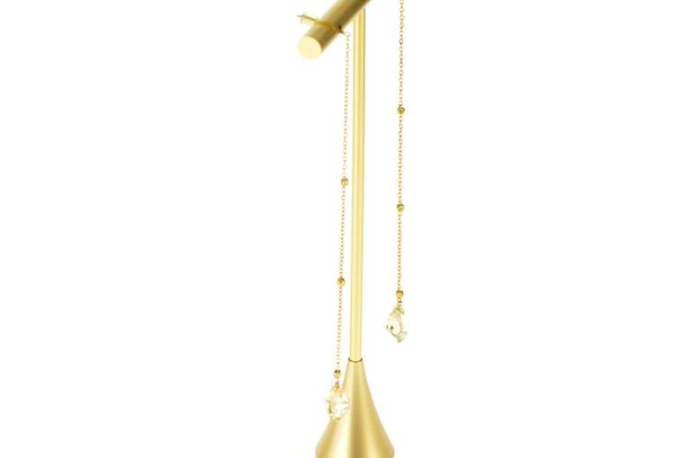 18K Yellow Gold Faceted Citrine Flower Dangle Drop Chain Earrings