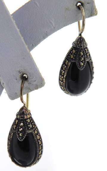 Sterling Silver Black Onyx Dangle Earrings