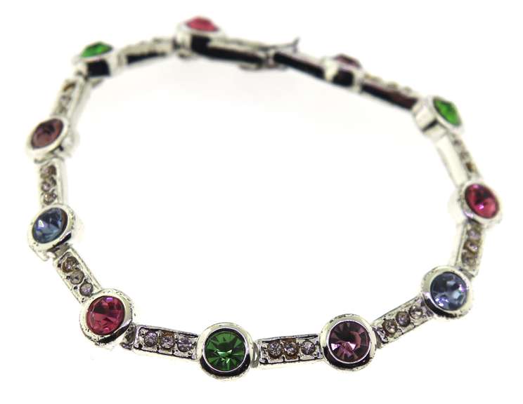 Silver Plated Multi Gemstone Bracelet