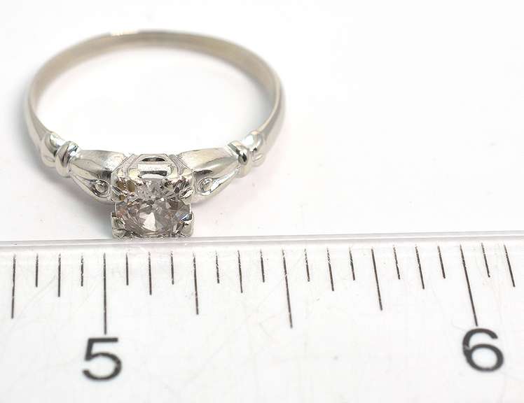 Gorgeous Vintage 1/2CT Mine-Cut Diamond Solitaire Ring in White Gold