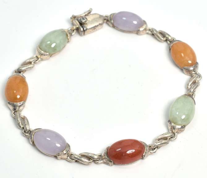 Vintage Sterling Silver Cabochon Bracelet