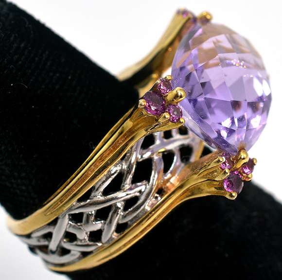 Bold Amethyst Cocktail Ring in 2-Tone Sterling Silver
