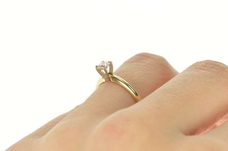 14K Yellow Gold 0.28 Ct Diamond Round Solitaire Engagement Ring
