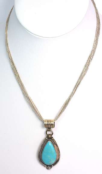 Vintage Sterling Silver Turquoise Neckless