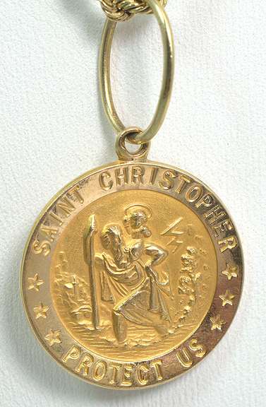 St Christopher Necklace in 14KT Yellow Gold