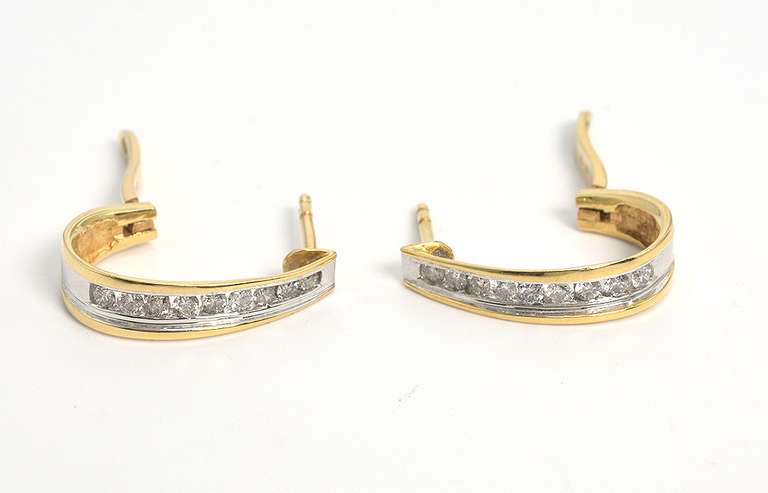 Diamond Elongated Hoop Earrings in 14KT Gold