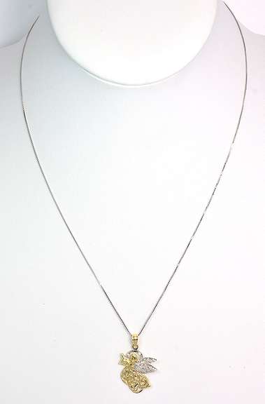 Precious Two-Tone Angel Pendant in 14KT Gold