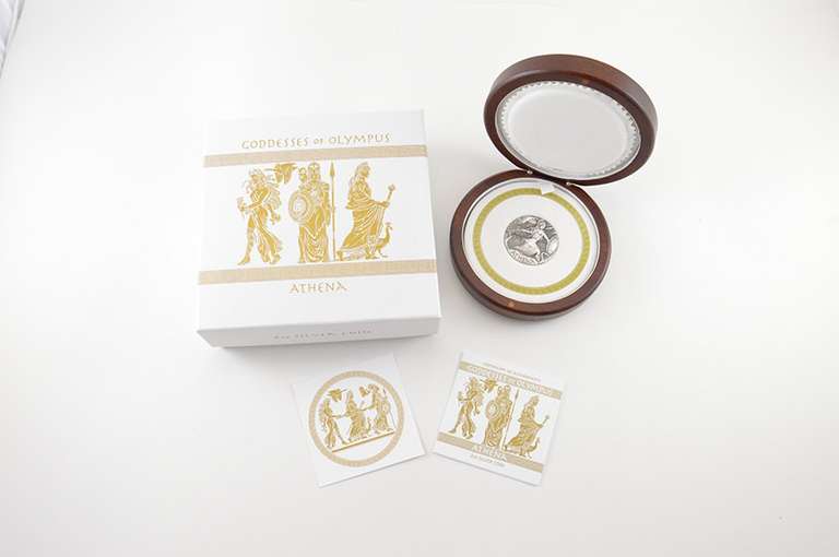 2015 Tuvalu $2 Goddesses Of Olympus Athena 2 Oz Silver Coin Box & COA