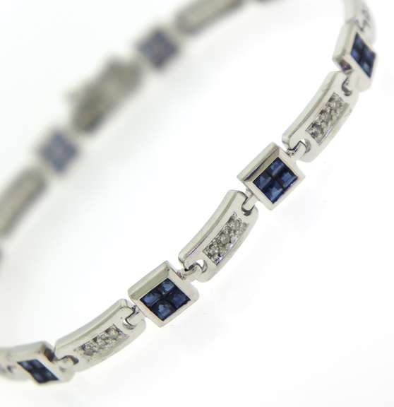 Wonderful Sapphire and Diamond Link Bracelet