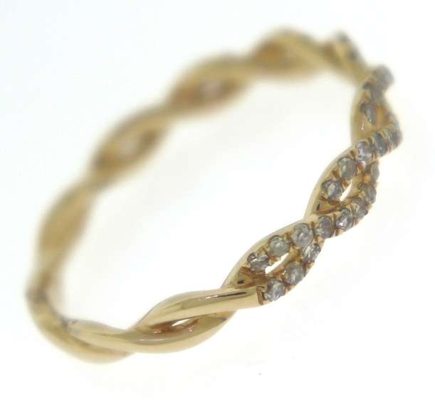 Shimmering 14kt YG Twisted Openwork Diamond Band