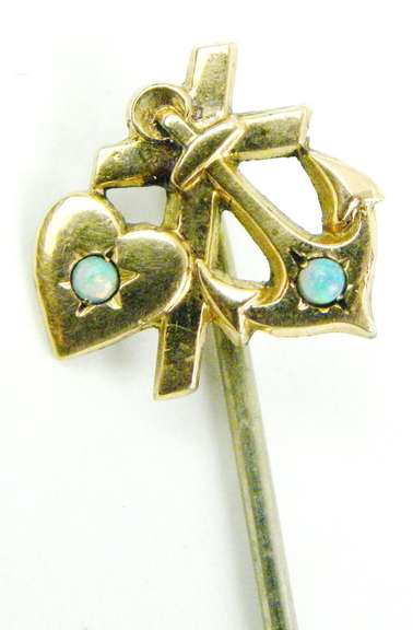 Antique Faith, Hope & Charity Opal Stick Pin