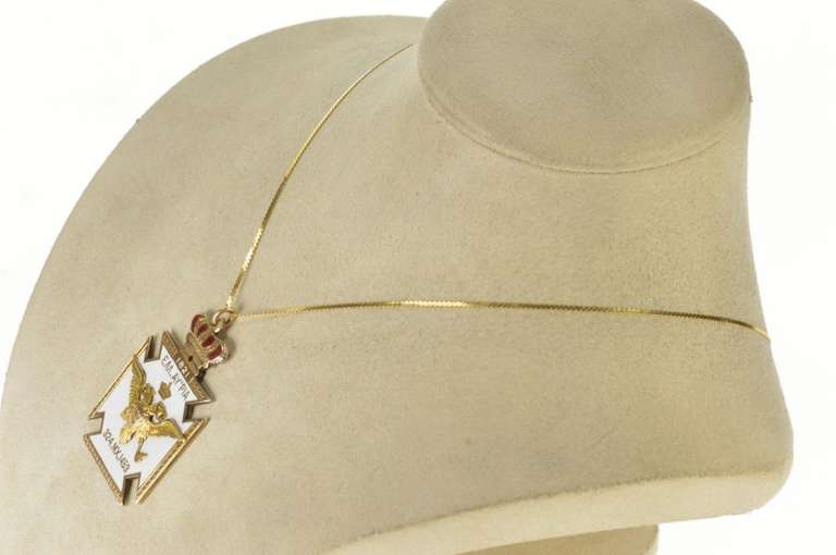14K Yellow Gold Victorian Enamel Greek Military Medal Charm/Pendant