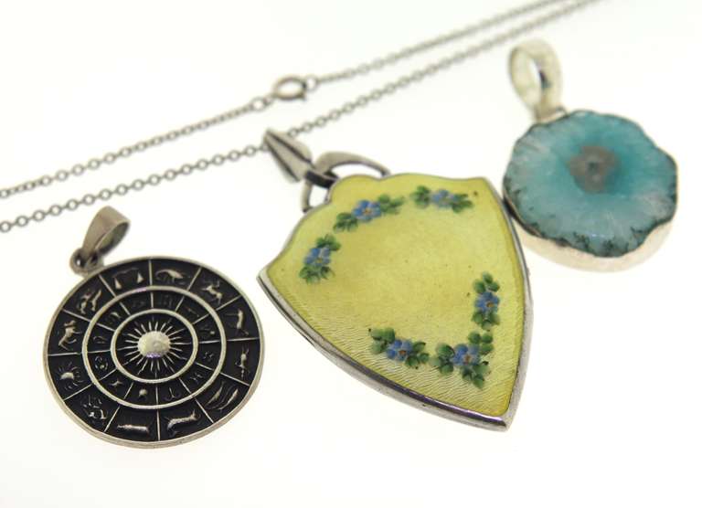 Sterling Silver Necklace with 2 Pendants