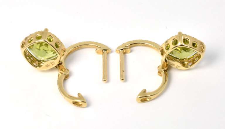 Gorgeous Peridot & Diamond Earrings in 14K YG
