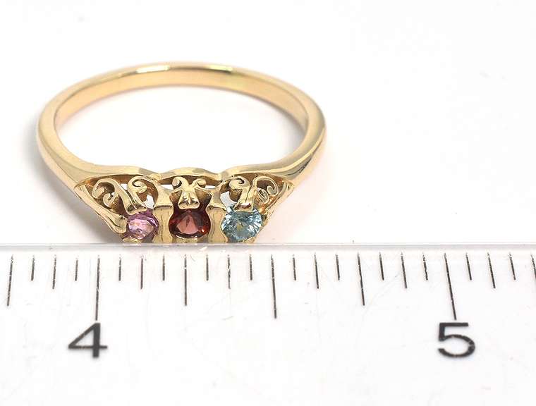Sweet Garnet, Tourmaline & Topaz Ring in 14KT Yellow Gold