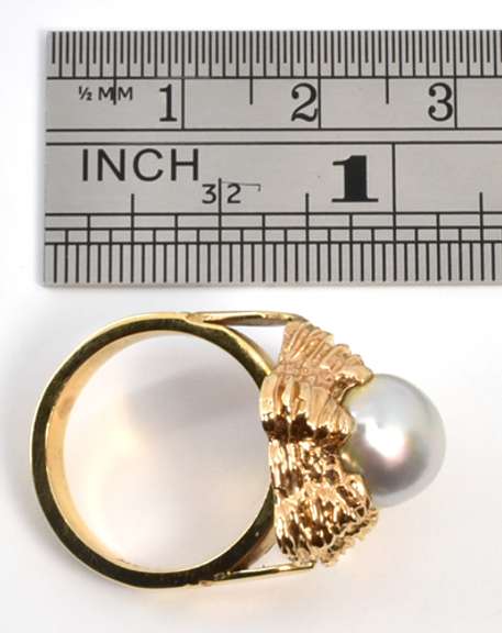 Unusual Gray Baroque Pearl Ring