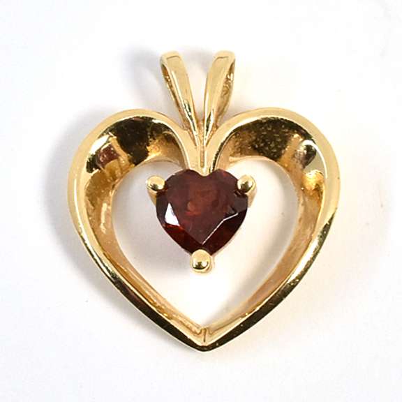 Heart Pendant with Heart Shaped Garnet