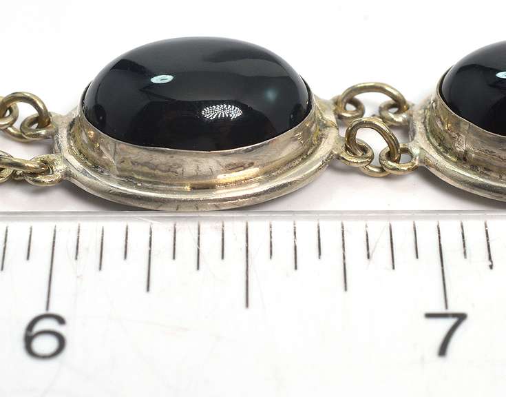 Sterling Silver Bracelet with  Black Stones