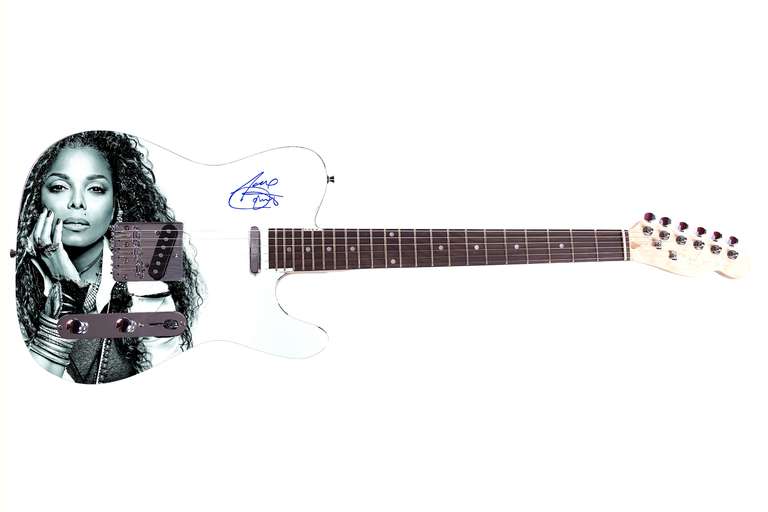 Janet Jackson Facsimile Autographed Custom Graphics Guitar