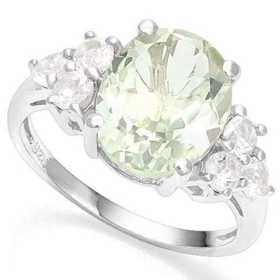 Green Amethyst and White Topaz Ring