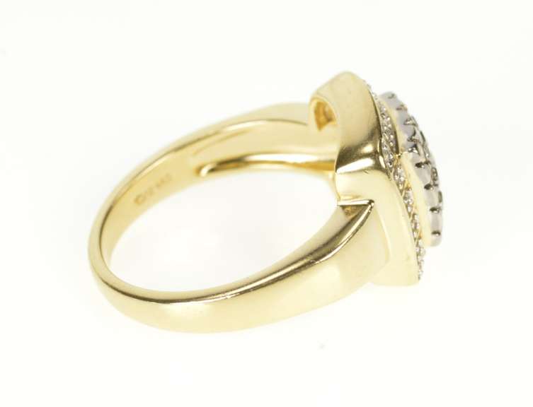 14K Yellow Gold Square Diamond Cluster Halo Engagement Ring